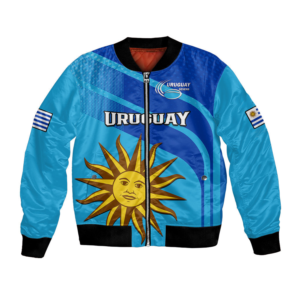 (Custom Text And Number) Uruguay Rugby 7s Sporty Style Bomber Jacket