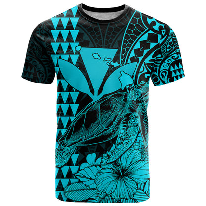 Kakau Polynesian Tribal Hawaiian Turtle With Kanaka Maoli Teal T Shirt
