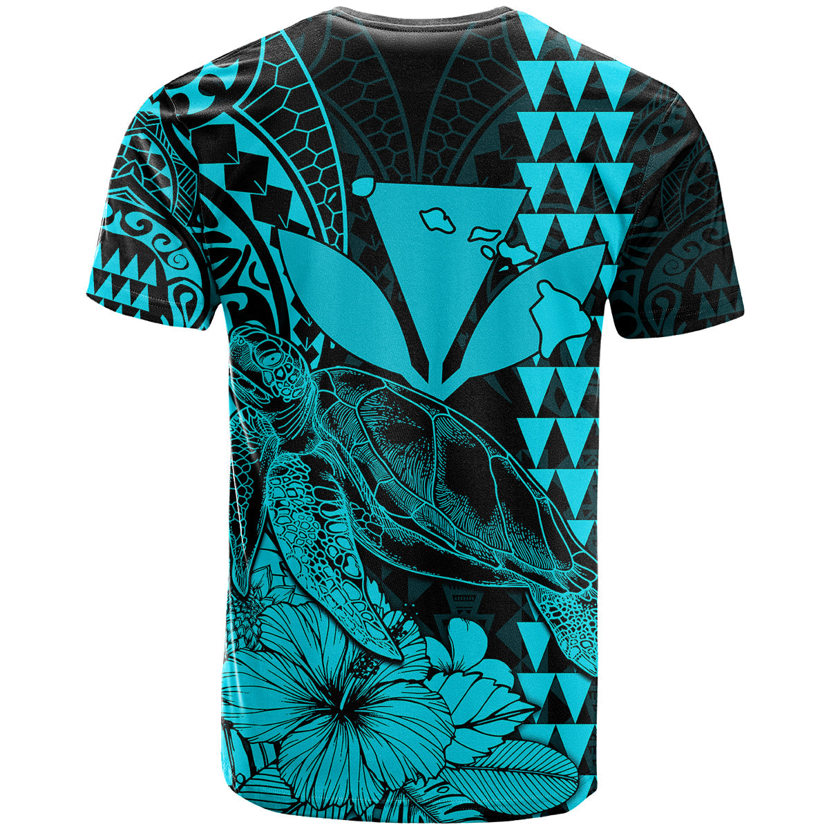 Kakau Polynesian Tribal Hawaiian Turtle With Kanaka Maoli Teal T Shirt
