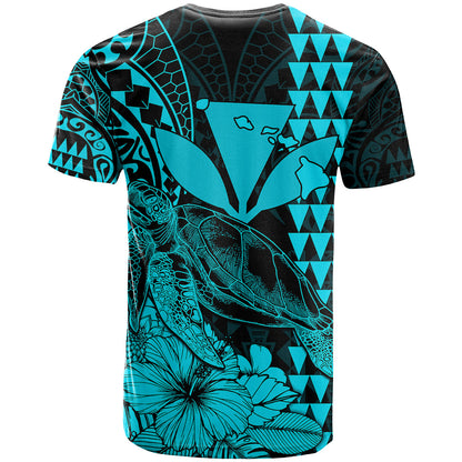 Kakau Polynesian Tribal Hawaiian Turtle With Kanaka Maoli Teal T Shirt