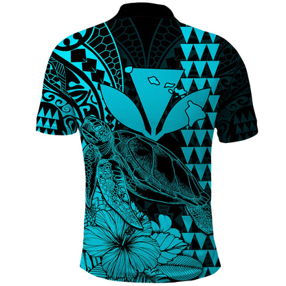Kakau Polynesian Tribal Hawaiian Turtle with Kanaka Maoli Teal Polo Shirt