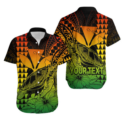 Custom Personalised Kakau Polynesian Tribal Hawaiian Turtle with Kanaka Maoli Reggae Hawaiian Shirt