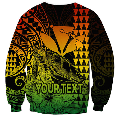 Custom Personalised Kakau Polynesian Tribal Hawaiian Turtle with Kanaka Maoli Reggae Sweatshirt