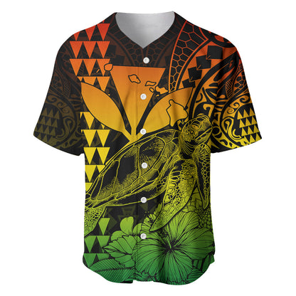 (Custom Personalised) Kakau Polynesian Tribal Hawaiian Turtle with Kanaka Maoli Reggae Baseball Jersey