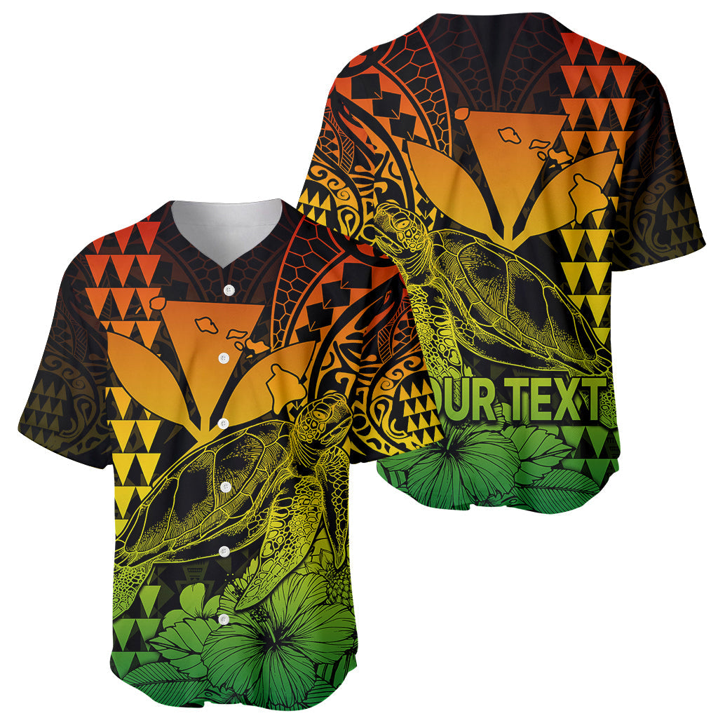 (Custom Personalised) Kakau Polynesian Tribal Hawaiian Turtle with Kanaka Maoli Reggae Baseball Jersey