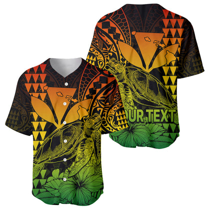 (Custom Personalised) Kakau Polynesian Tribal Hawaiian Turtle with Kanaka Maoli Reggae Baseball Jersey