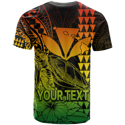 (Custom Personalised) Kakau Polynesian Tribal Hawaiian Turtle with Kanaka Maoli Reggae T Shirt