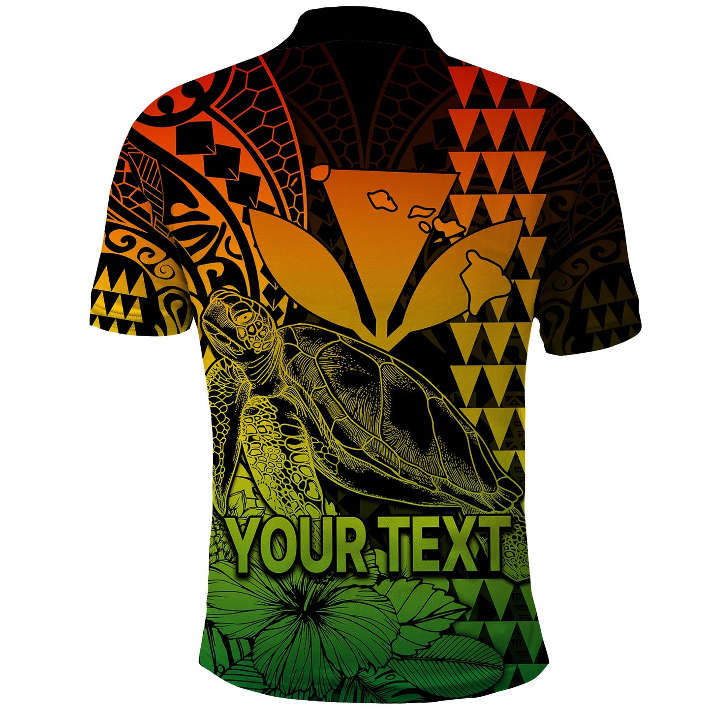 Custom Personalised Kakau Polynesian Tribal Hawaiian Turtle with Kanaka Maoli Reggae Polo Shirt