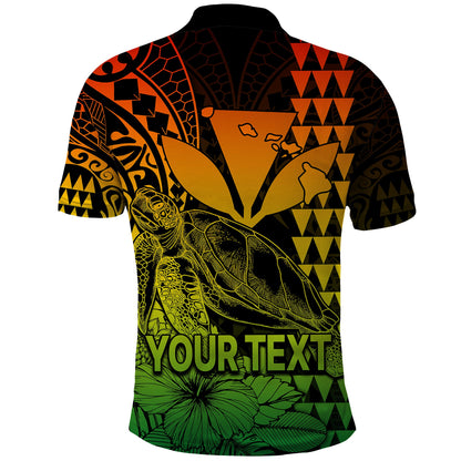Custom Personalised Kakau Polynesian Tribal Hawaiian Turtle with Kanaka Maoli Reggae Polo Shirt
