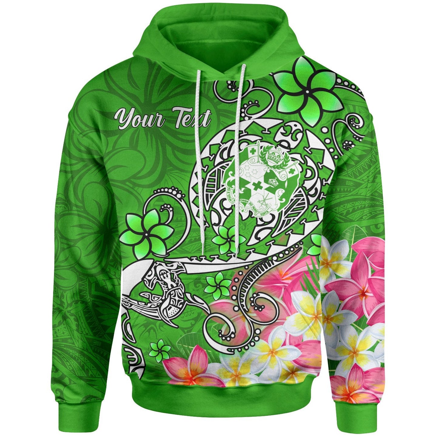 Tonga Hoodie Turtle Plumeria (GREEN)