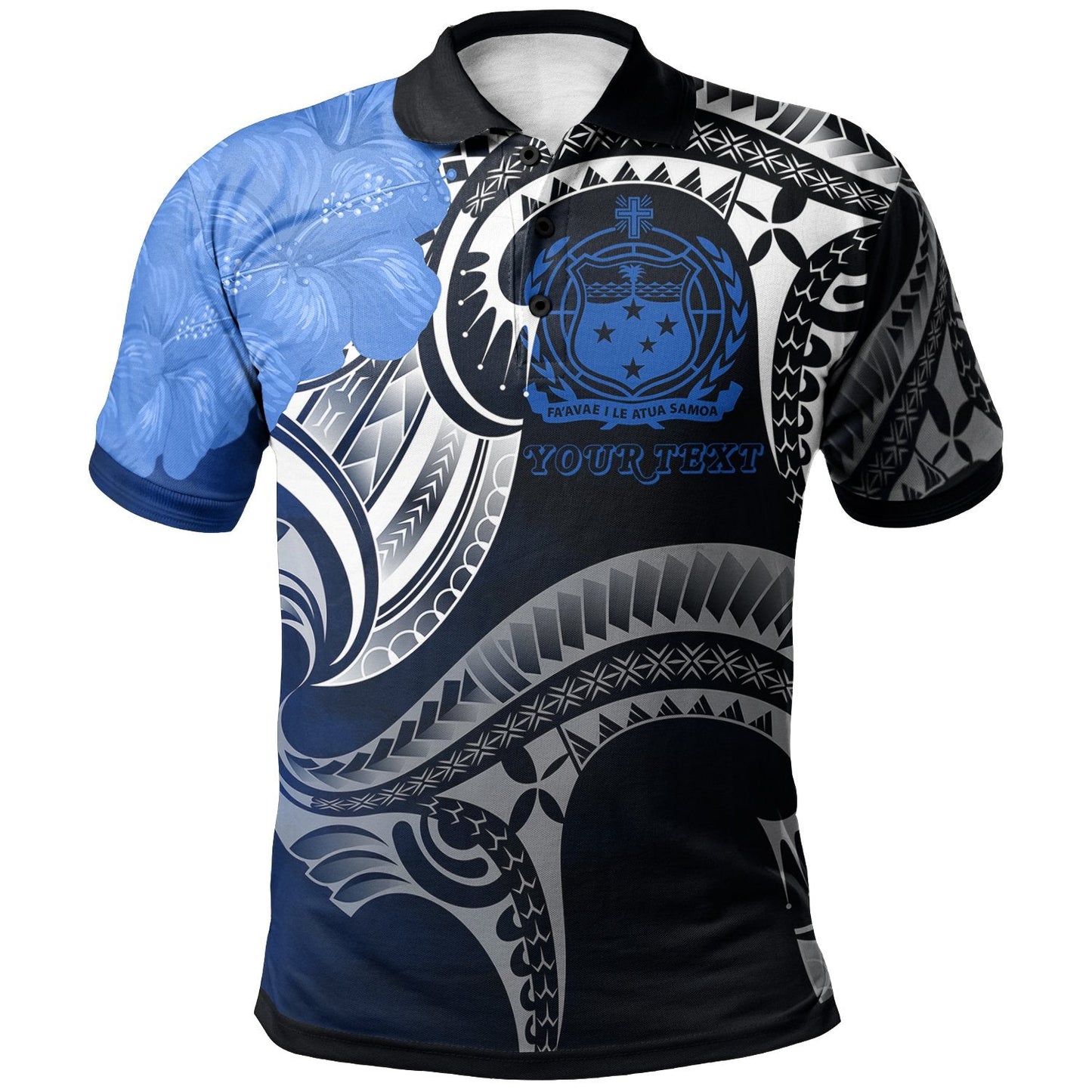 Samoa Custom Personalised Polo Shirt - Samoa Seal Wave Style Blue
