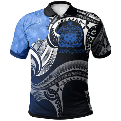 Samoa Custom Personalised Polo Shirt - Samoa Seal Wave Style Blue