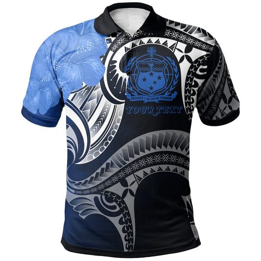 Samoa Custom Personalised Polo Shirt - Samoa Seal Wave Style Blue