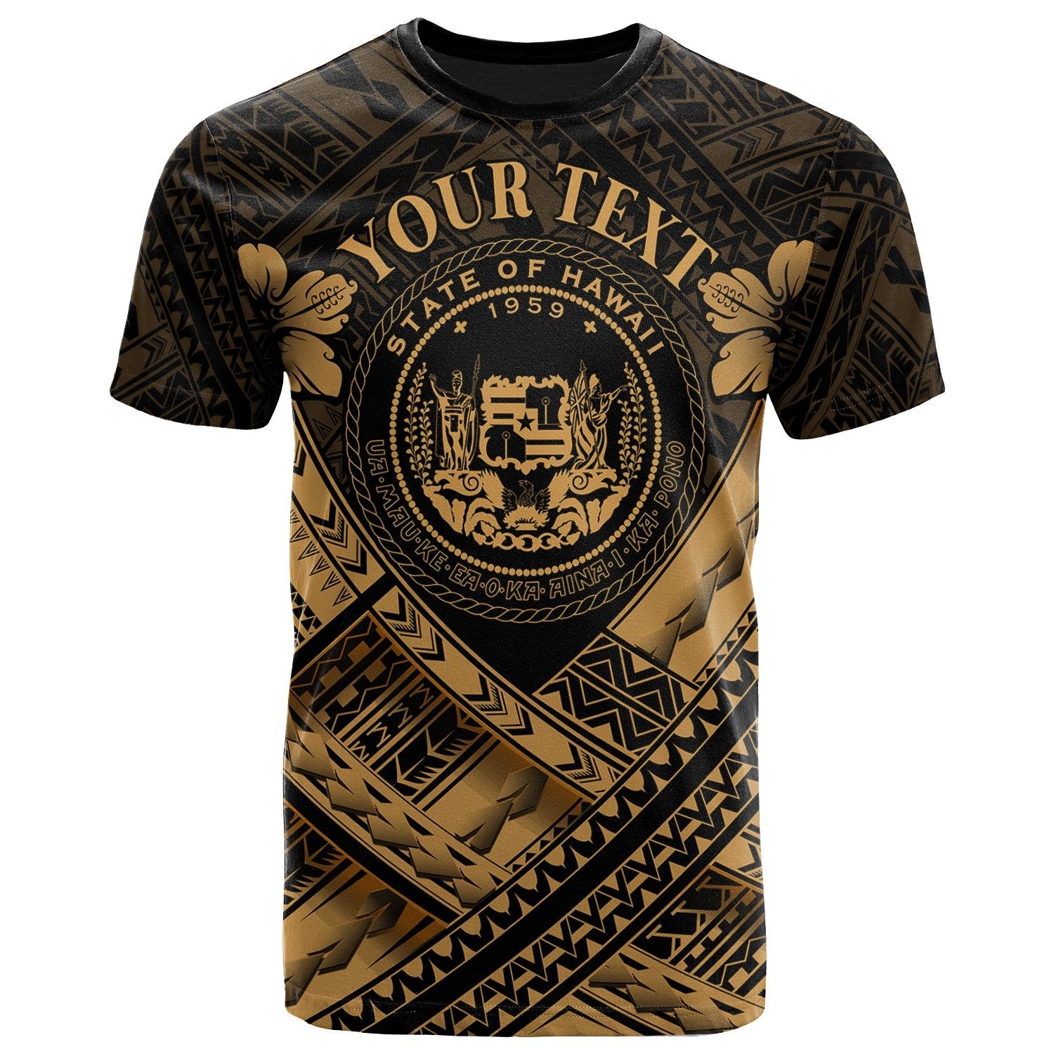 Hawaii Custom Personalised T Shirts Gold Seal Polynesian Patterns