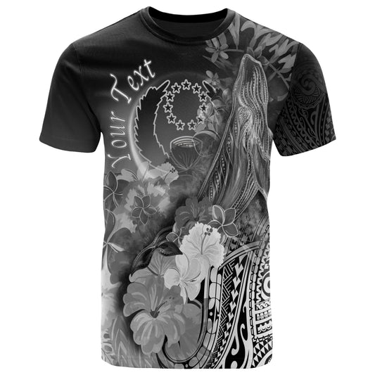 [Custom Personalised] Pohnpei T-Shirt - Humpback Whale With Tropical Flowers White