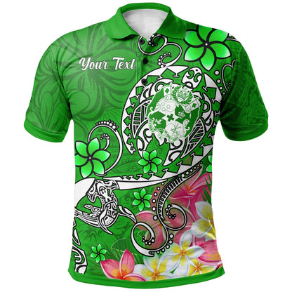 Tonga Custom Personalised Polo Shirt - Turtle Plumeria GREEN