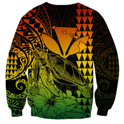 Kakau Polynesian Tribal Hawaiian Turtle with Kanaka Maoli Reggae Sweatshirt