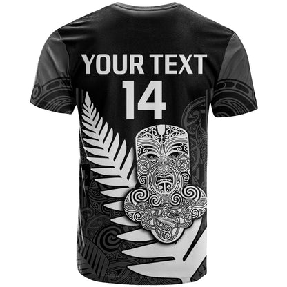 (Custom Text And Number) Aotearoa Rugby Sevens All Black Tiki Fern T Shirt