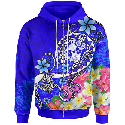 Tonga Zip Up Hoodie Turtle Plumeria (BLUE)