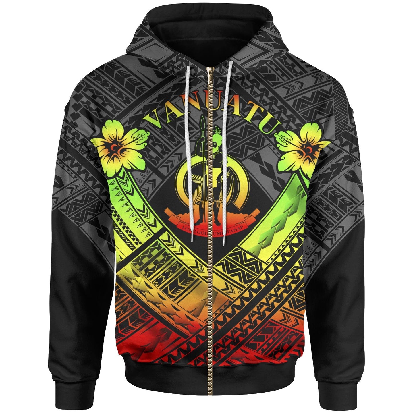 Vanuatu Polynesian Zip Up Hoodie Vanuatu Reggae Seal Camisole Hibiscus Style