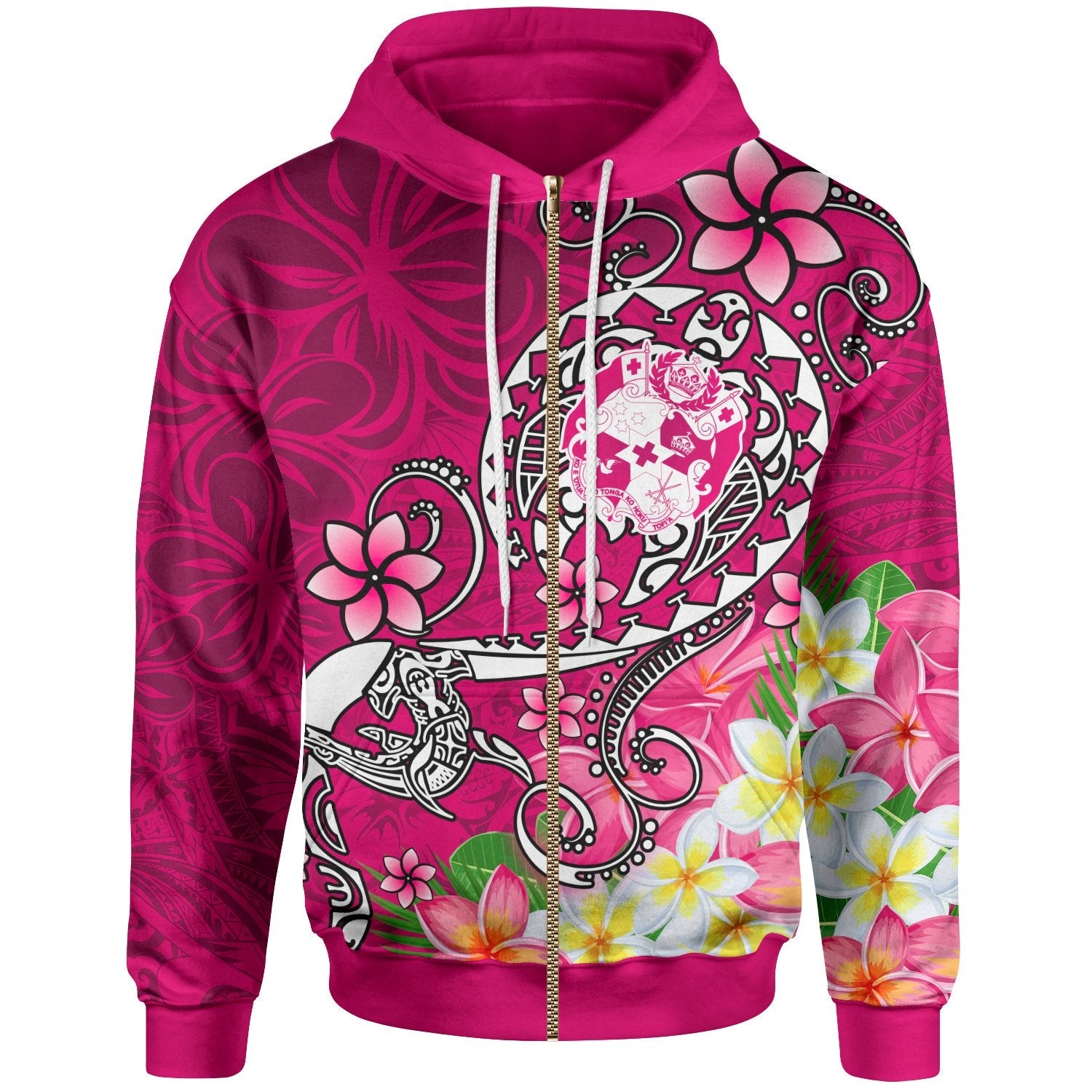 Tonga Zip Up Hoodie Turtle Plumeria (PINK)