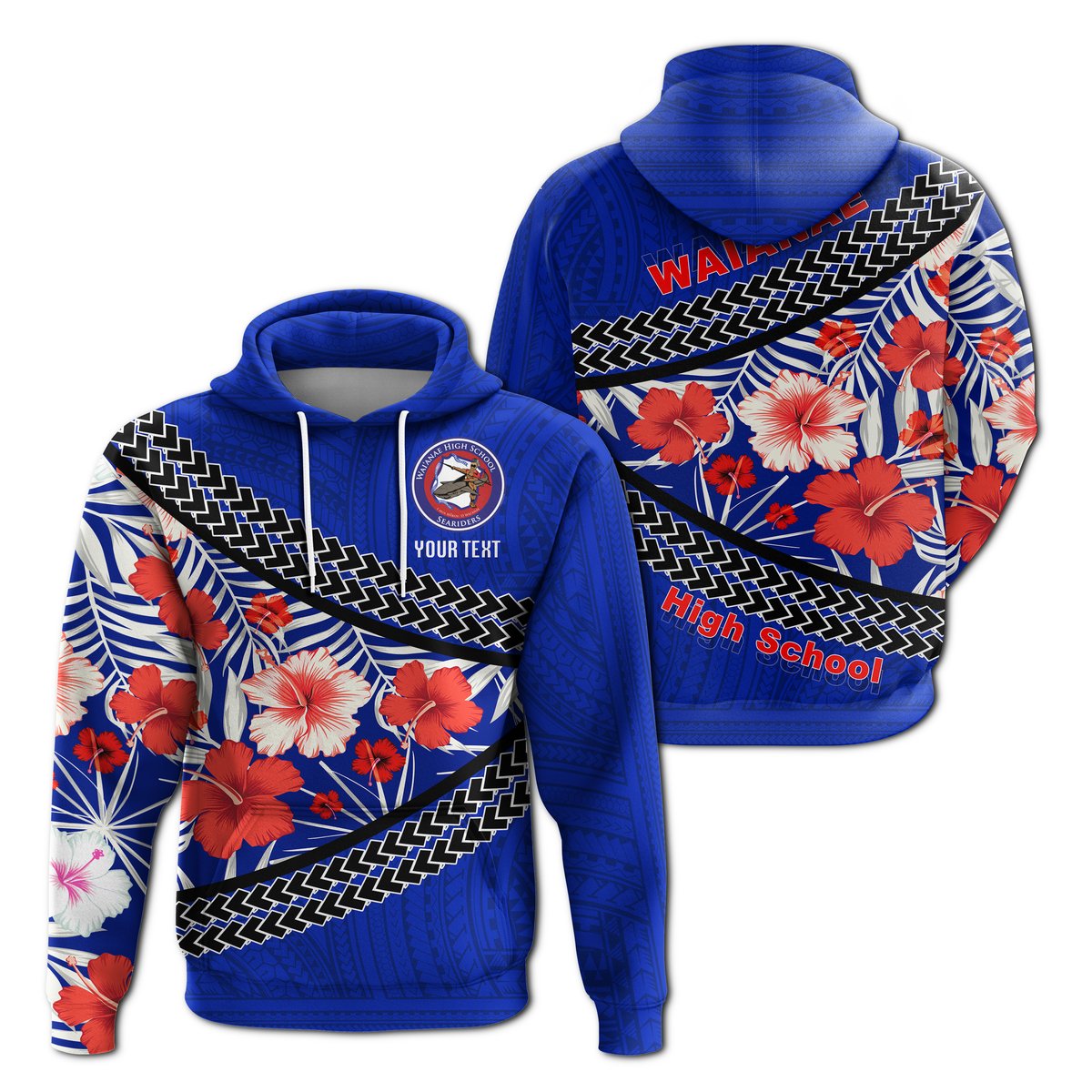 ( Personalised) Waianae High School Hoodie Hawaiian Hibiscus Flowers