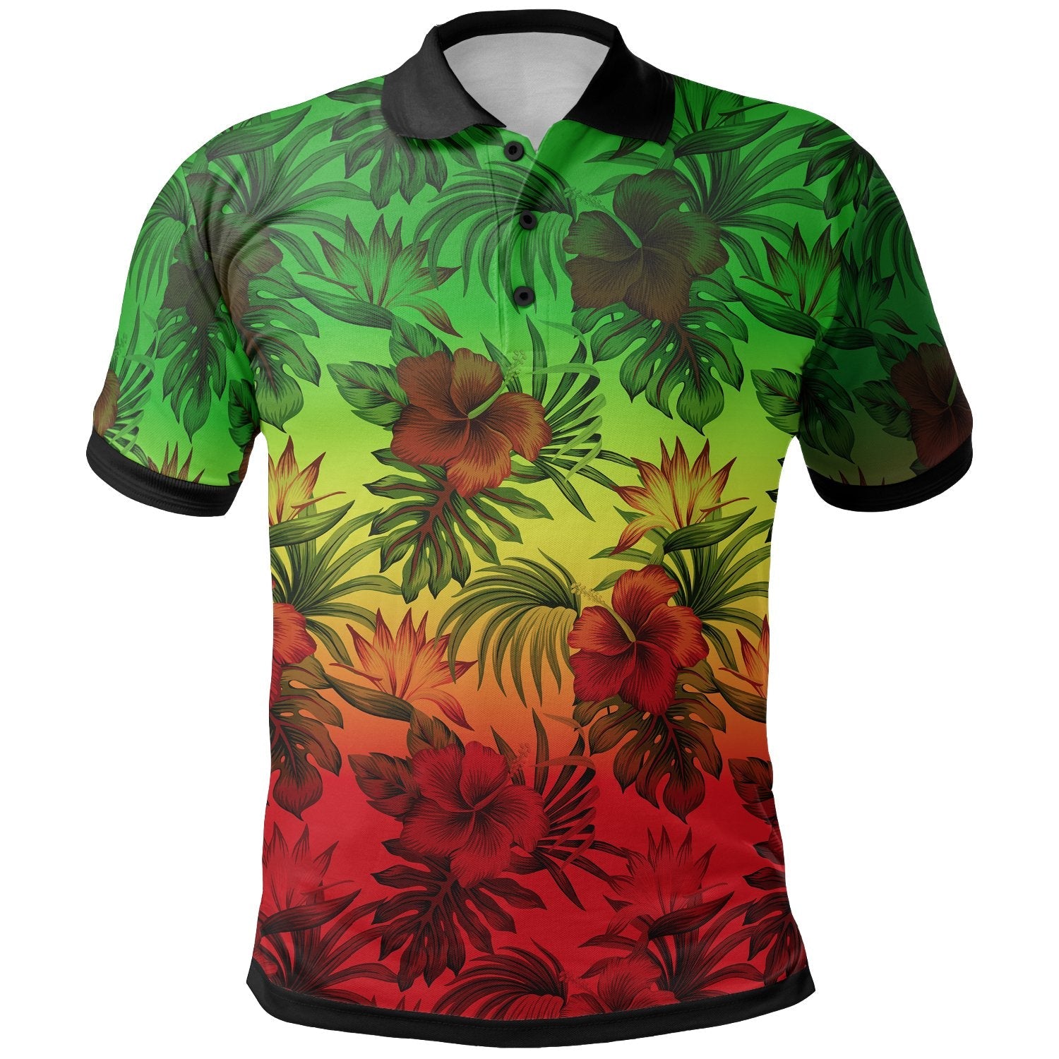 Polynesian Polo Shirts - Reggae Hibiscus Patterns