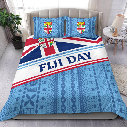 Fiji Day Bedding Set Tapa Pattern With Flag
