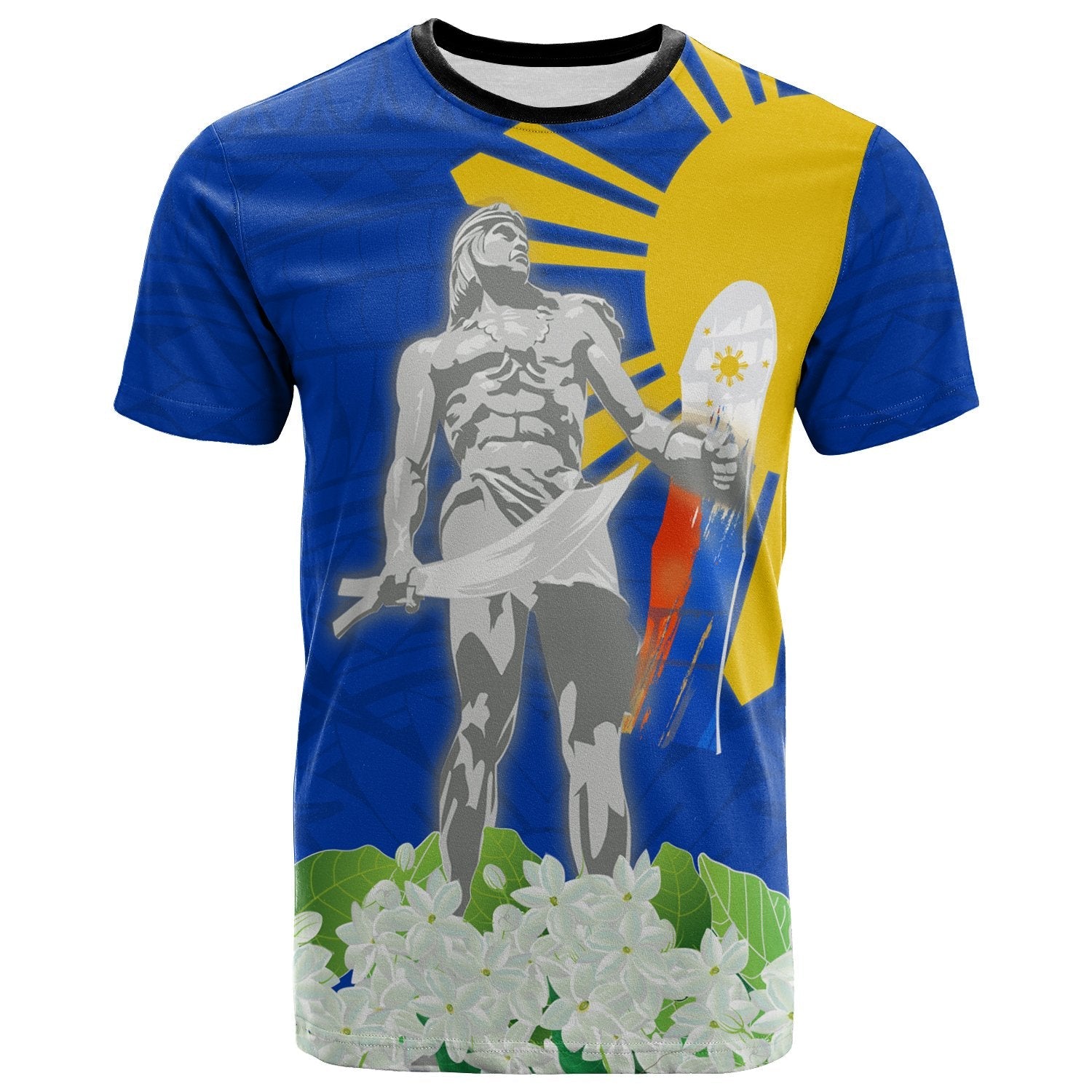 Philippines T-Shirt - Lapu Lapu With Sampaguita Flowers