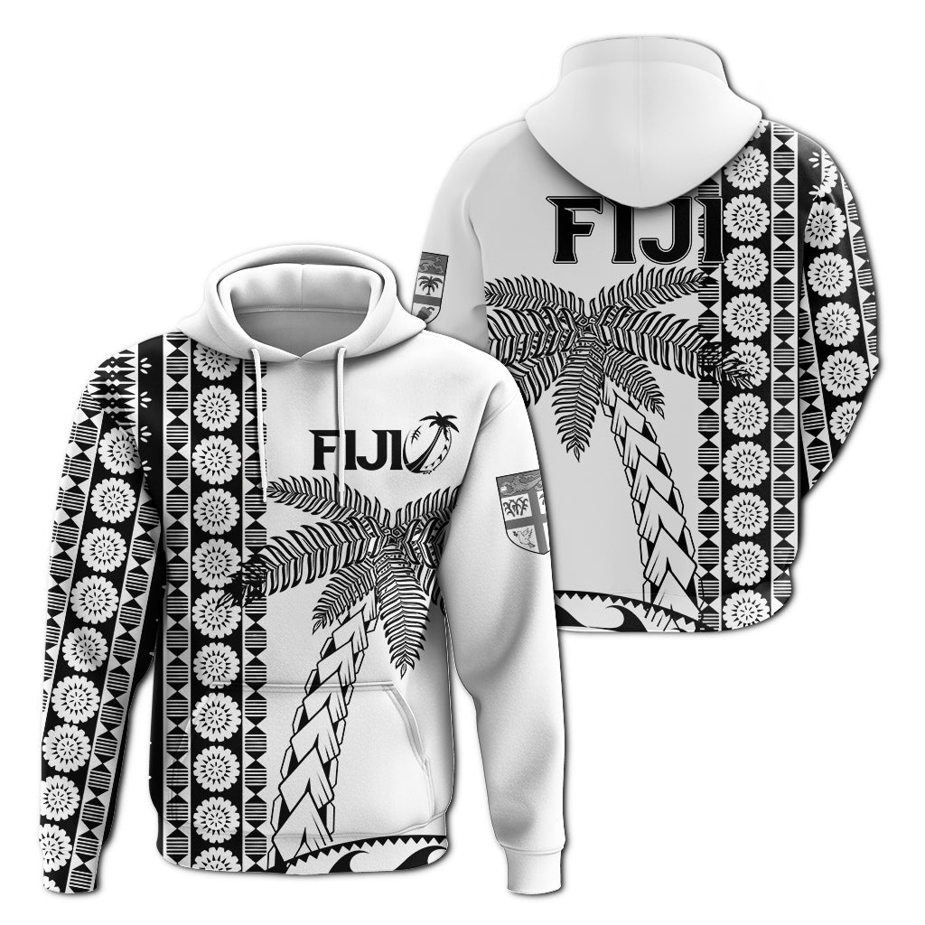 Fiji Rugby Hoodie Coconut Tree With Tapa Pattern -