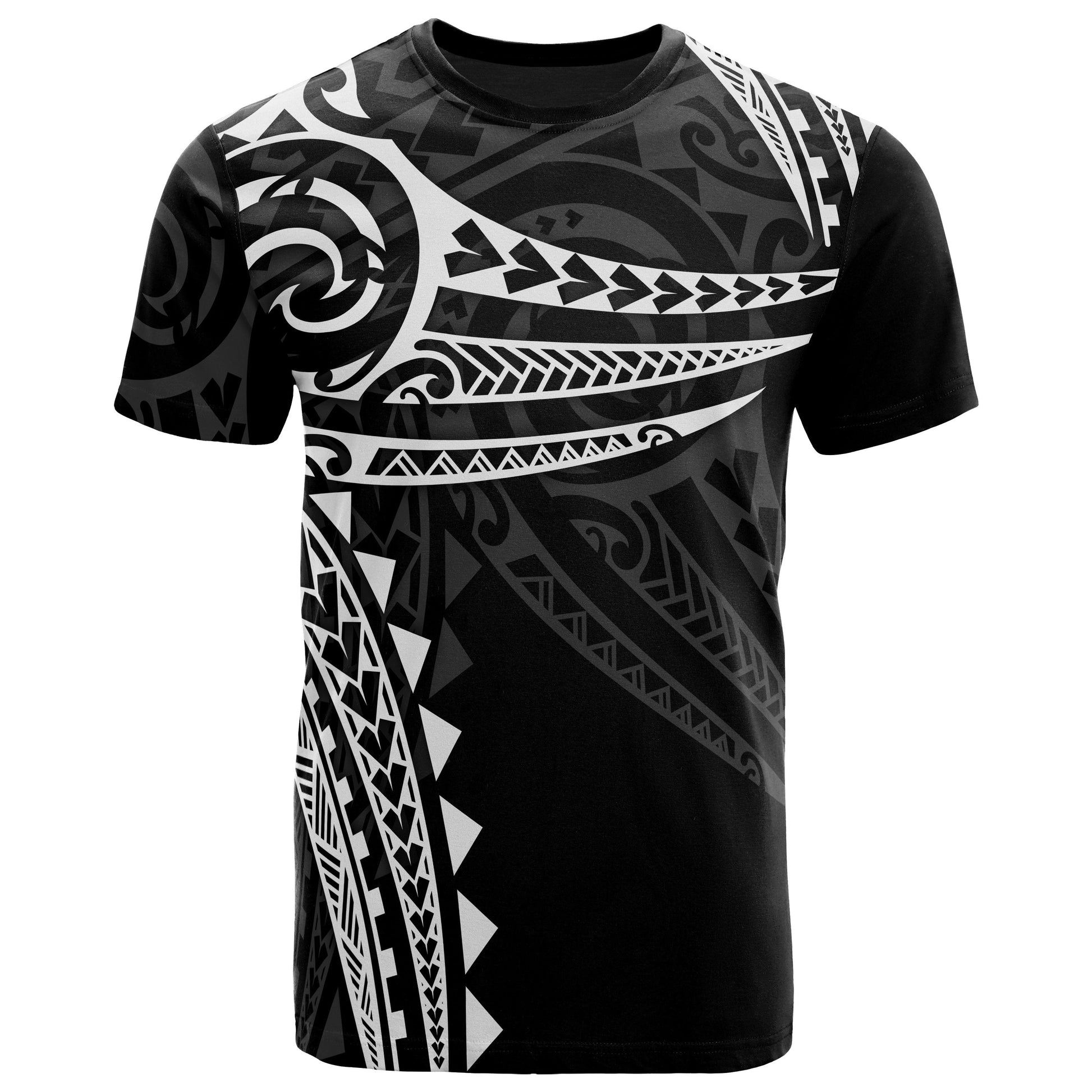 Polynesian T Shirt White Tribal Pattern