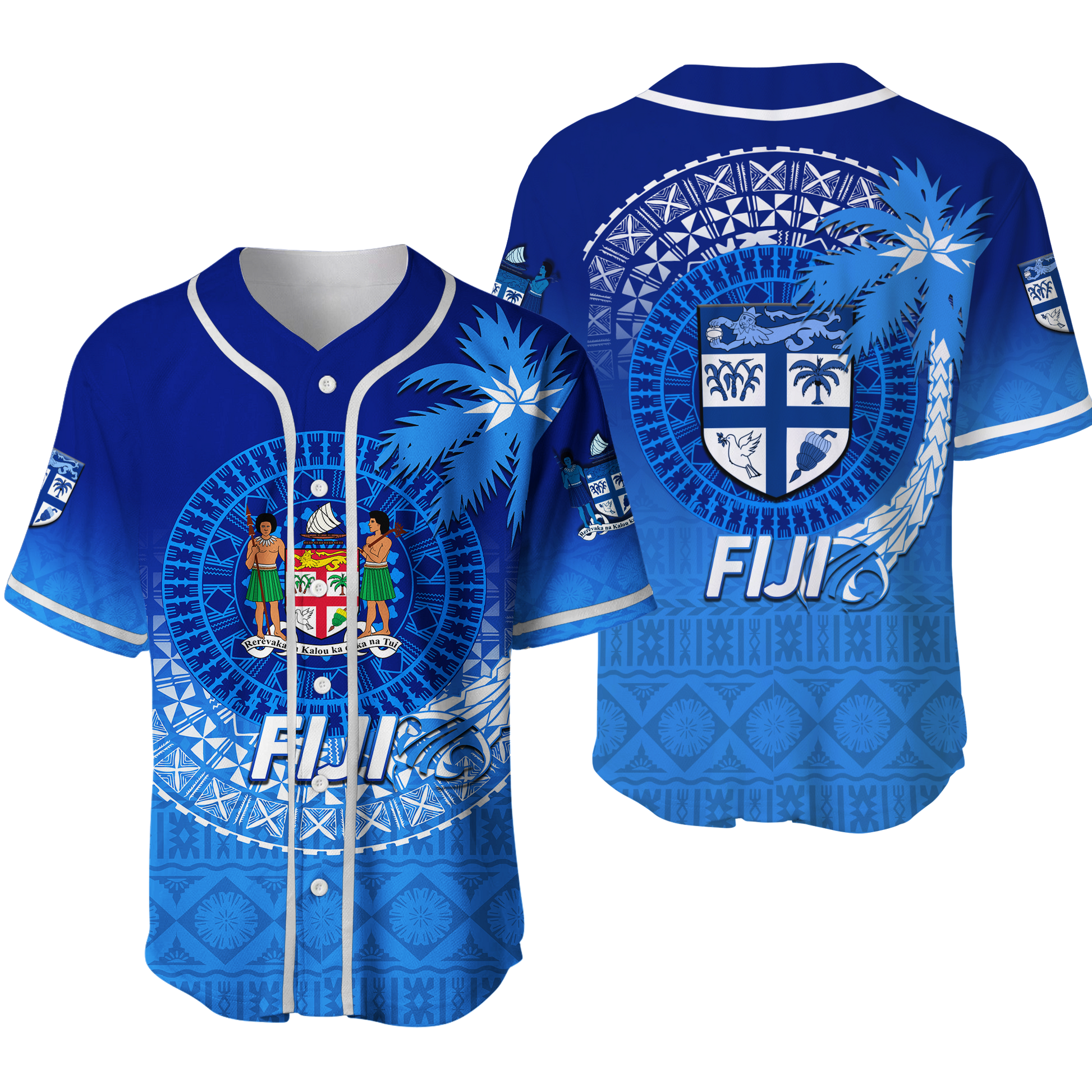 Fiji Tapa Tribal Coconut Tree Baseball Jersey