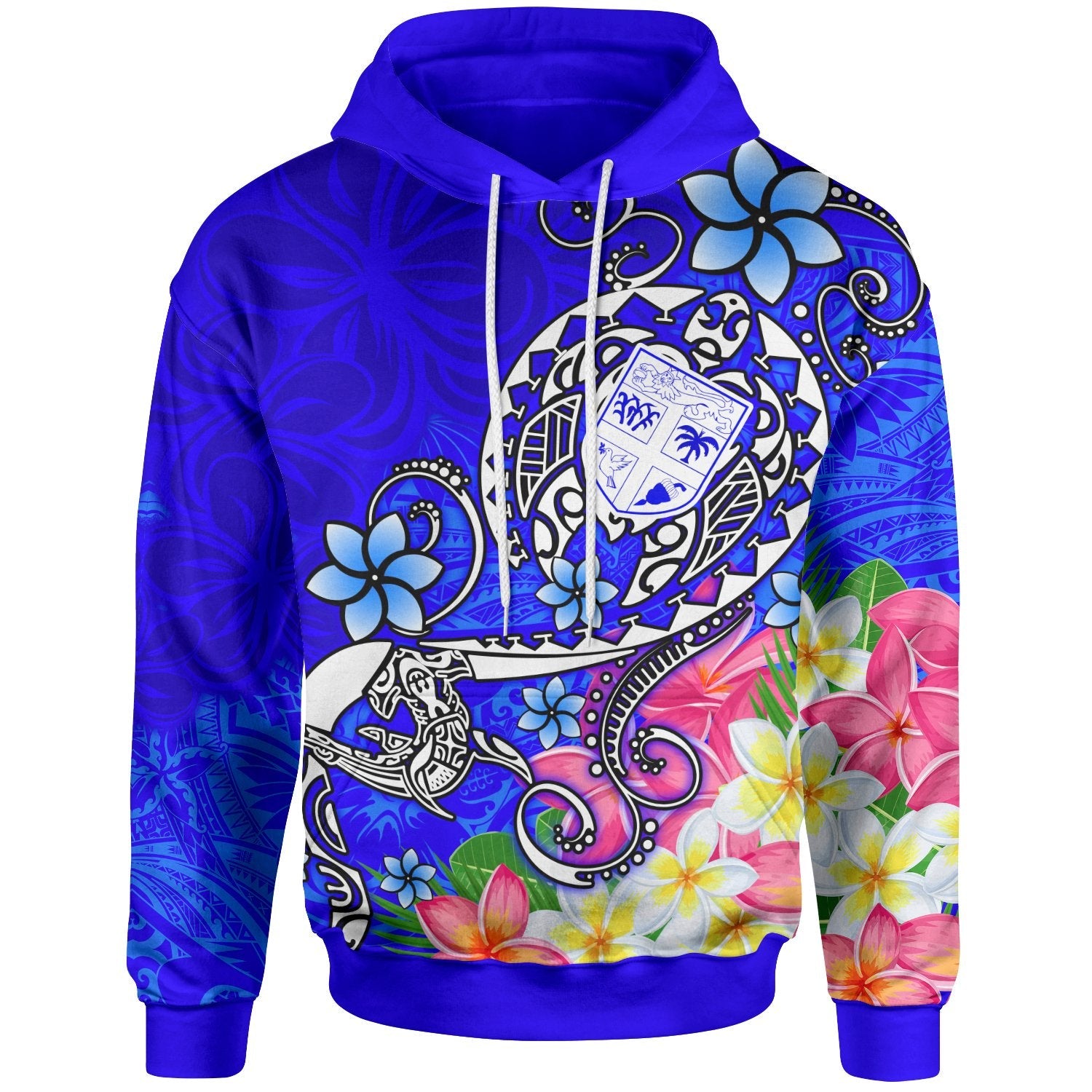 Fiji Hoodie Turtle Plumeria (Blue)
