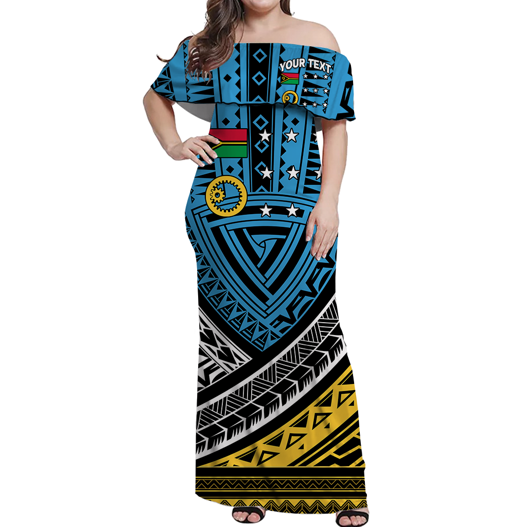 Custom Personalised Vanuatu Sanma Province Tribal Pattern Women Off Shoulder Long Dress