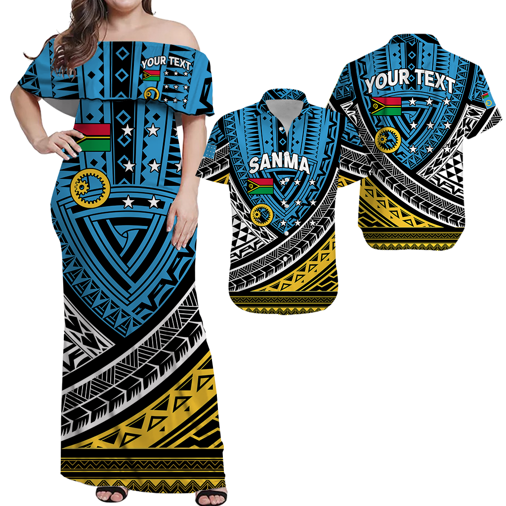 (Custom Personalised) Matching Outfits For Couples Vanuatu Sanma Province Tribal Pattern Combo Dress And Shirt