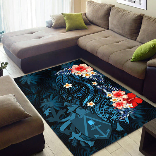 Pitcairn Islands Coconut Tree Turtle Polynesia Area Rug
