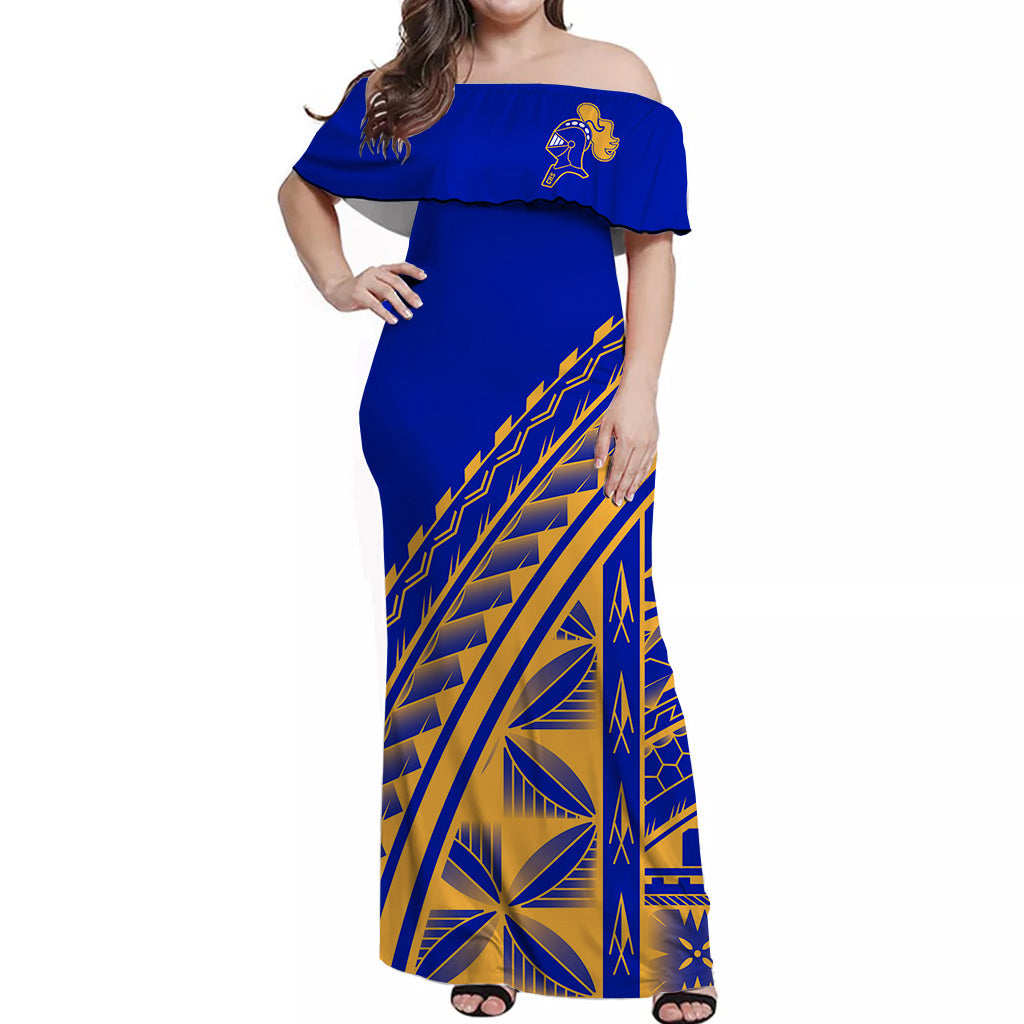 Hawaii Castle High School Tribal Pattern Off Shoulder Dress Ver02