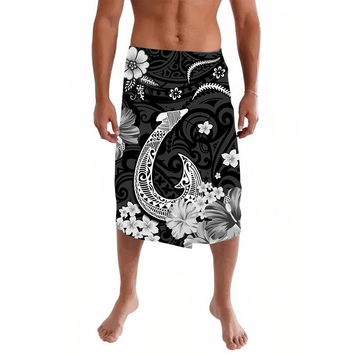 Hawaii Lavalava Polynesia Black Fish Hook