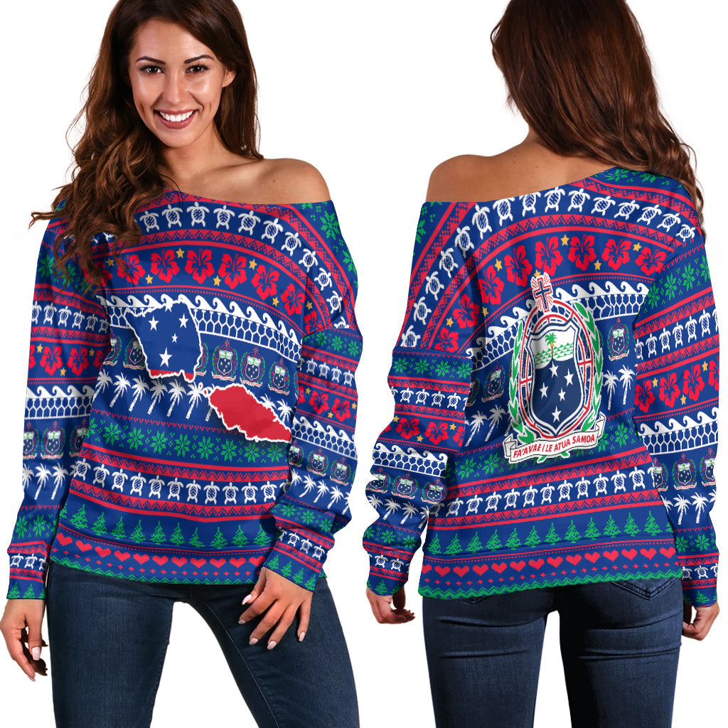 Samoa Christmas Women Off Shoulder Sweater Ugly Christmas
