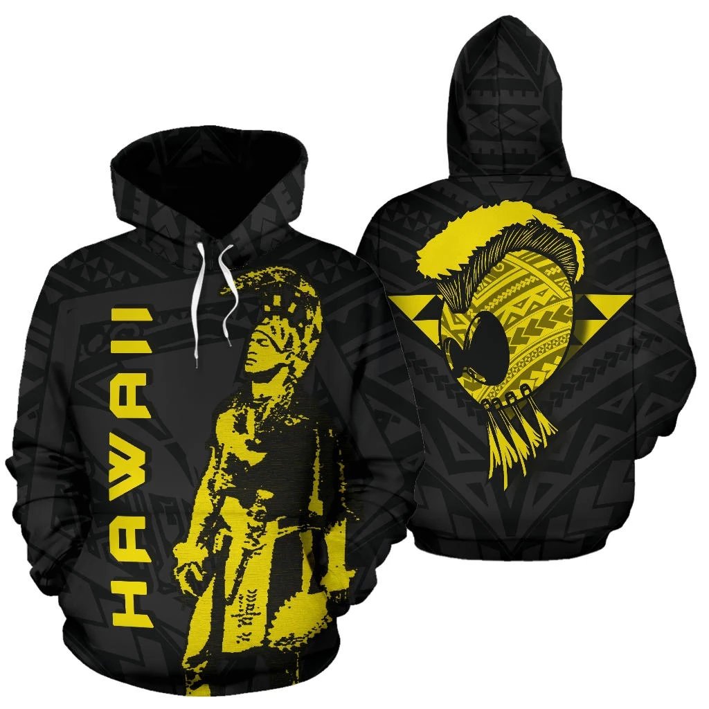 Hawaii Helmet Polynesian Yellow Kanaka Warrior Hoodie