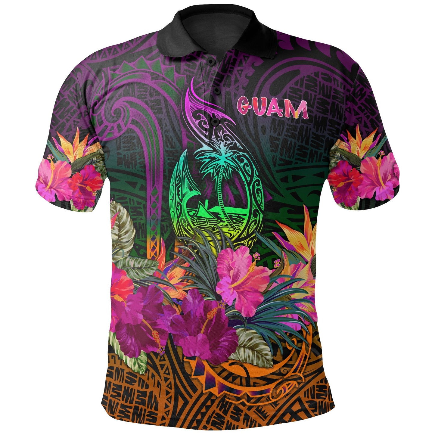 Guam Polynesian Polo Shirts - Summer Hibiscus