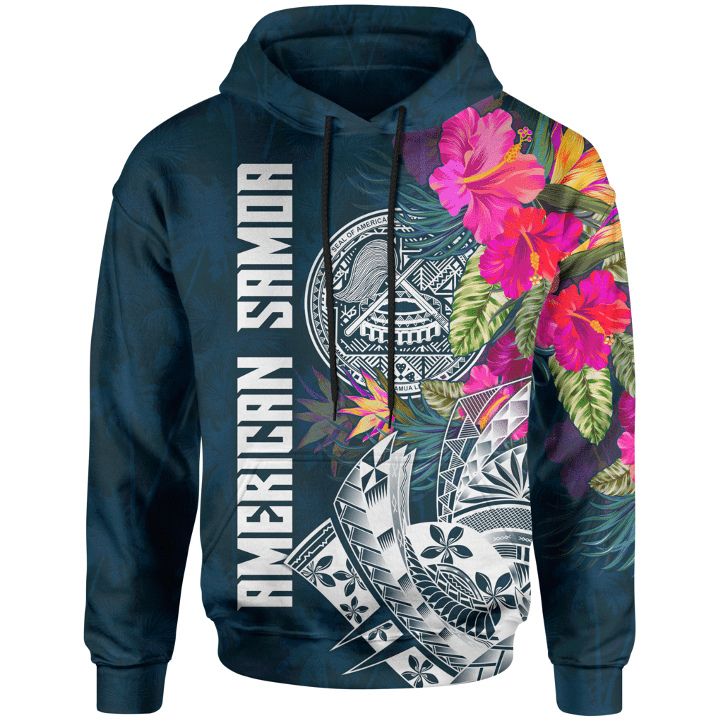American Samoa Hoodie Polynesian Hibiscus with Summer Vibes