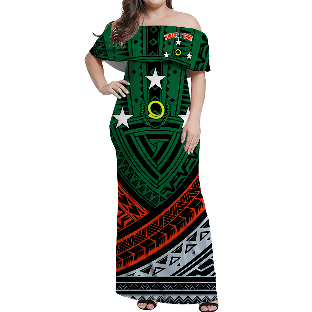 Custom Personalised Vanuatu Penama Province Tribal Pattern Women Off Shoulder Long Dress