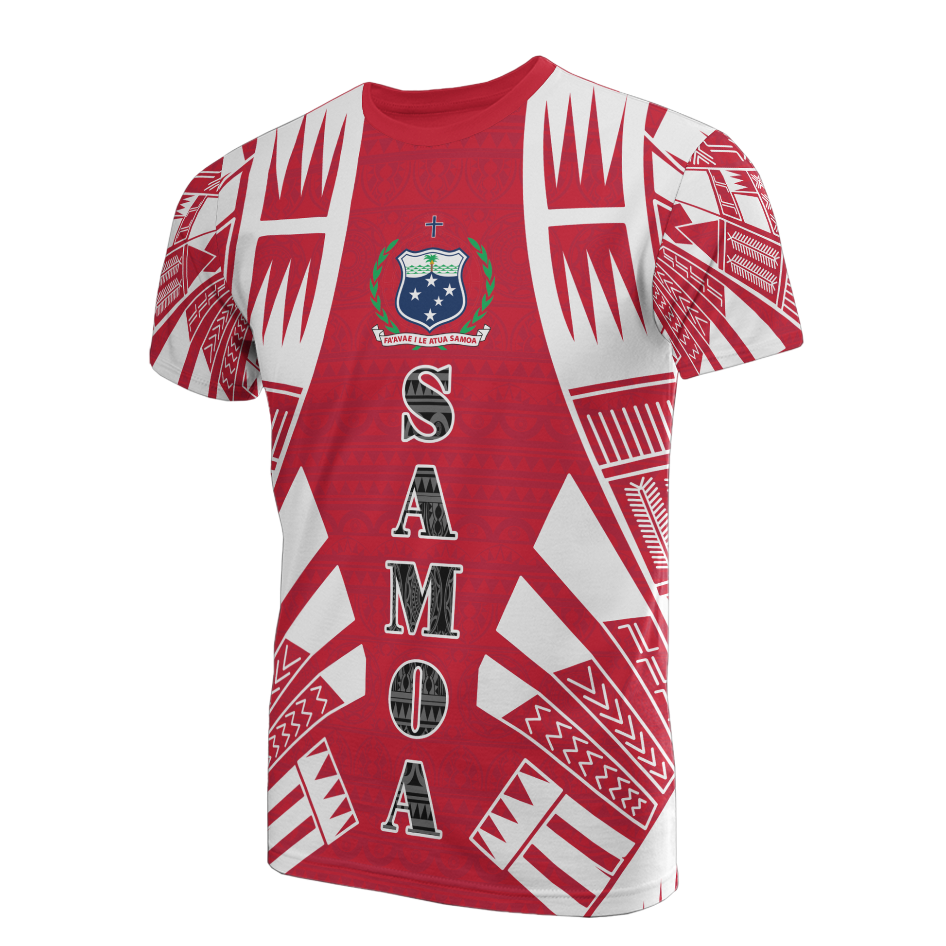 Samoa T - Shirt - Samoa Coat Of Arms Polynesian Tattoo Red Style
