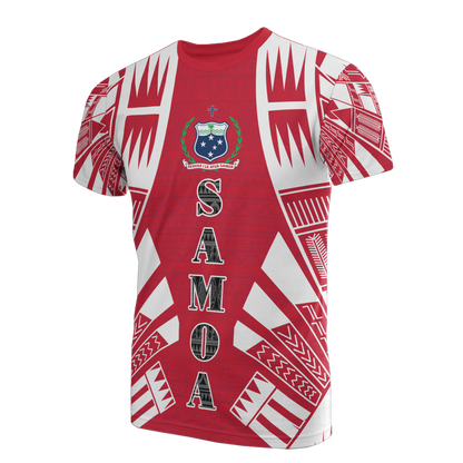 Samoa T - Shirt - Samoa Coat Of Arms Polynesian Tattoo Red Style
