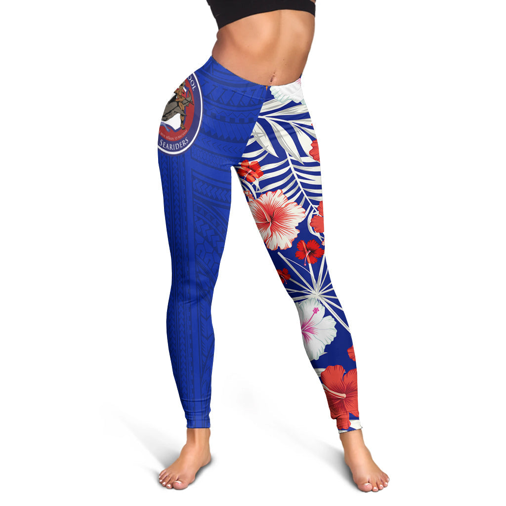 Waianae High School Leggings - Hawaiian Hibiscus Flowers -