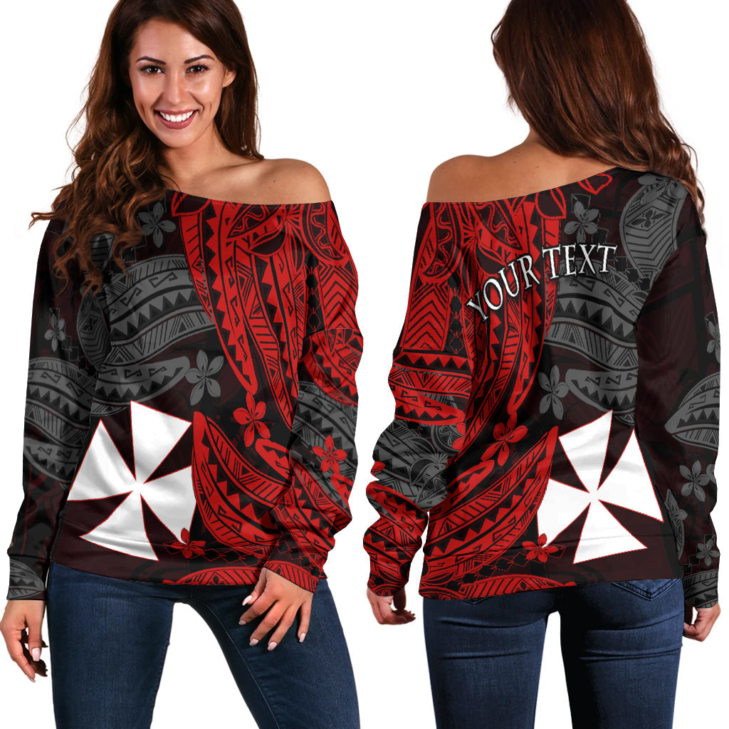 (Custom Personalised) Wallis and Futuna Off Shoulder Sweater Enjoy Polynesian Flowers
