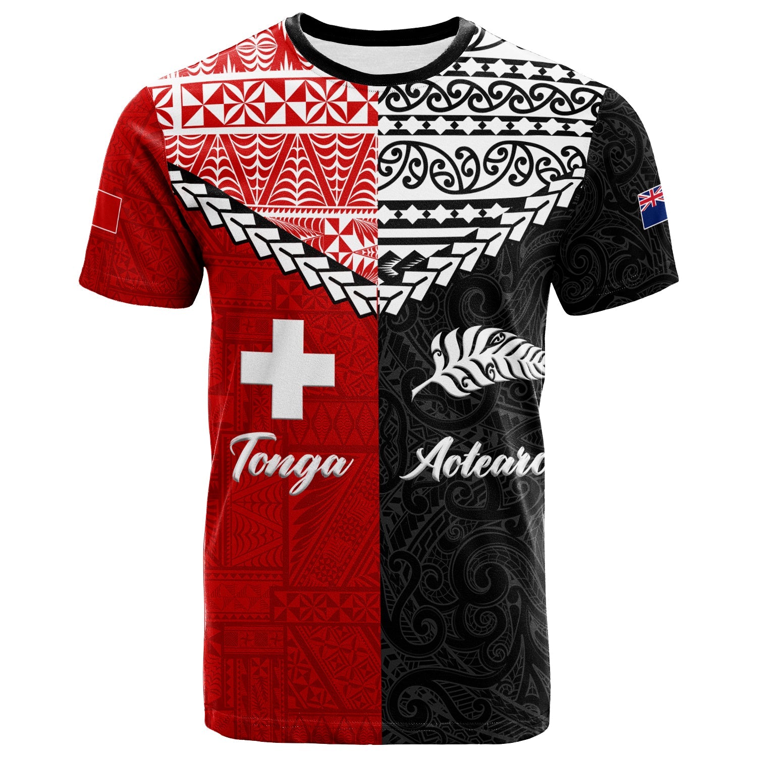 Tonga Combine New Zealand Maori Aotearoa Heritage T - Shirt -