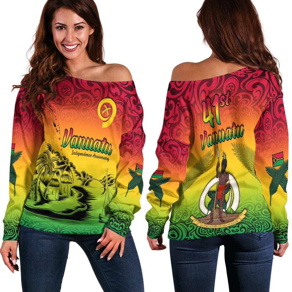 Vanuatu Peaceful Off Shoulder Sweater Independence Anniversary