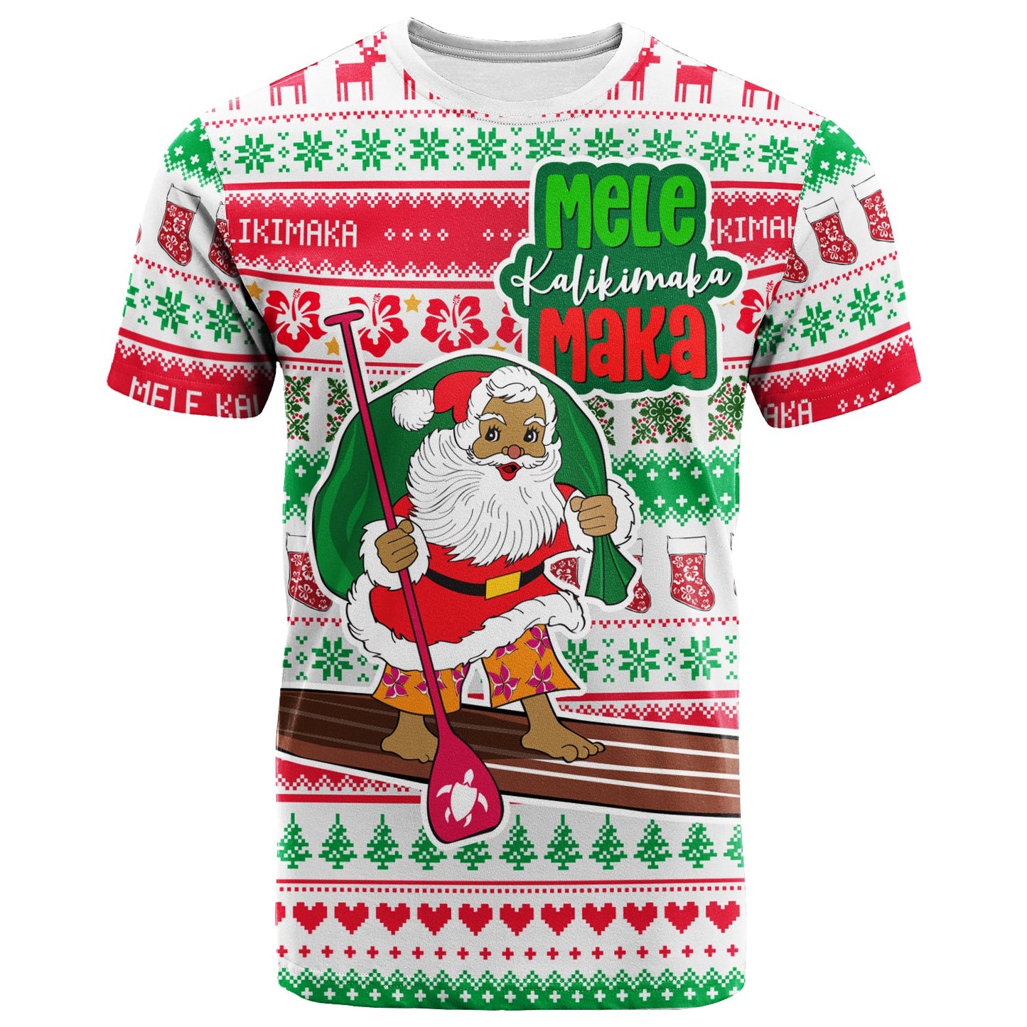 Hawaiian Christmas T-Shirt Santa Surfing Ugly Christmas 2